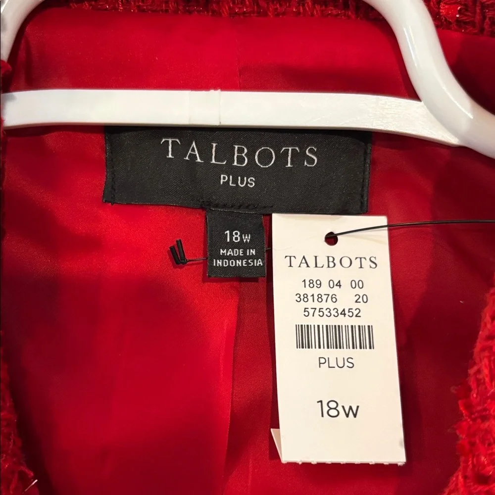 Talbots Red Metallic Tweed Blazer NWT Sz18W - Picture 10 of 10